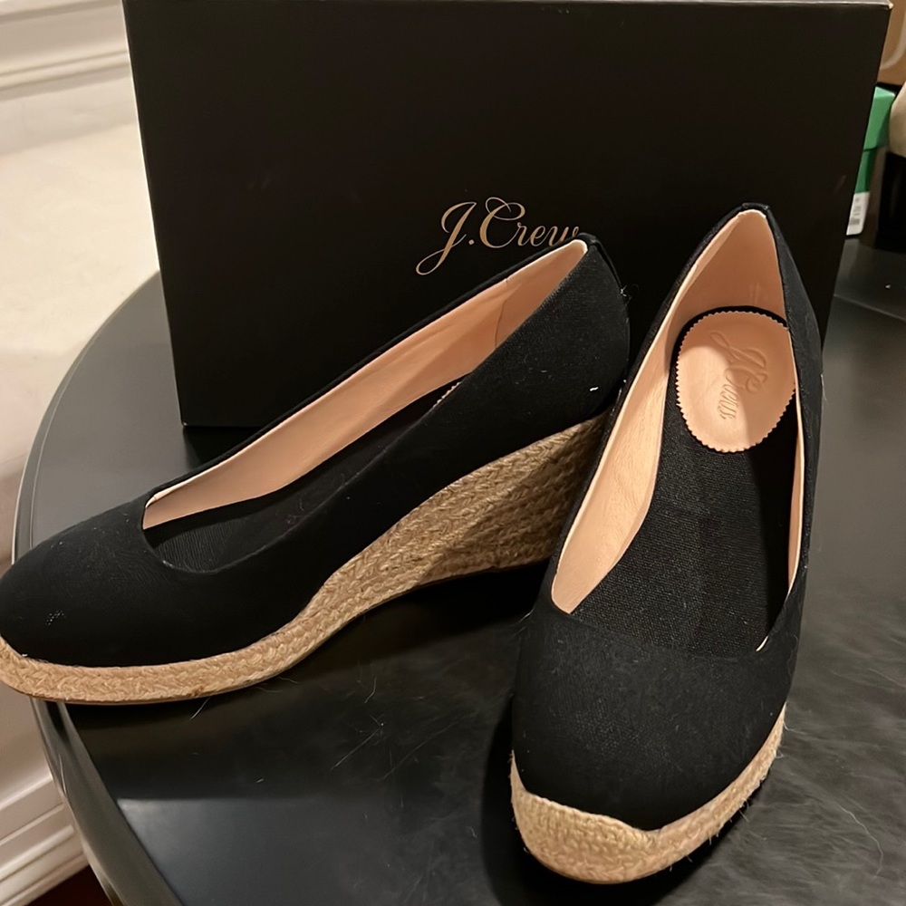 JCrew Seville espadrille wedges in canvas. New! Size 10.